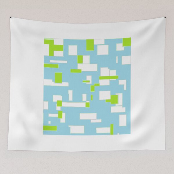 Item preview, Squares Green White Blue designed and sold by DesignsByMuriel.