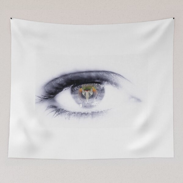 Item preview, Black and white eye with a colour macaw in the pupil  designed and sold by macawmad.