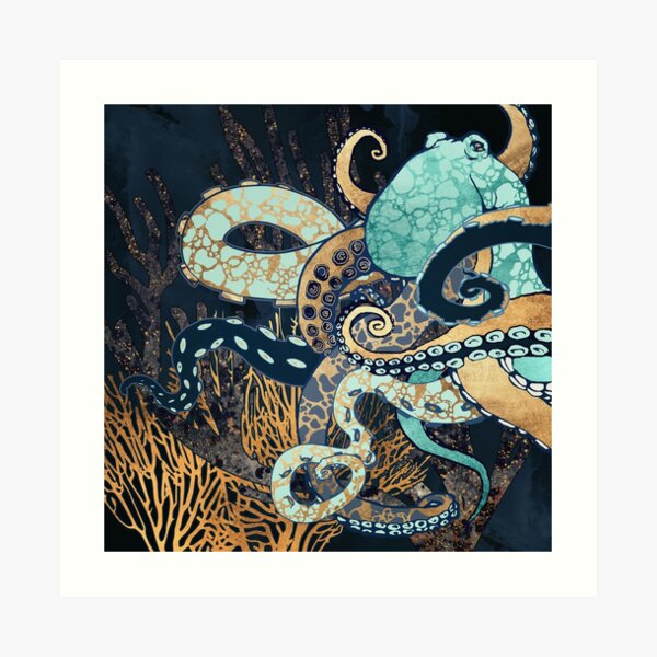 Metallic Octopus II Art Print