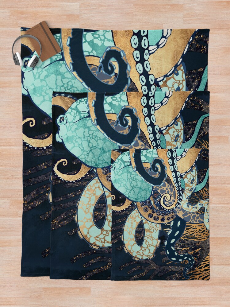 "Metallic Octopus II" Throw Blanket for Sale by spacefrogdesign Redbubble