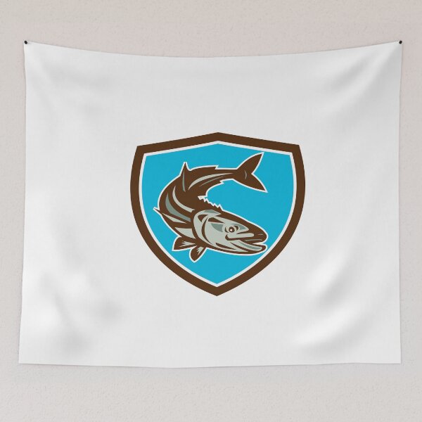 Item preview, Cobia Fish Diving Down Shield Retro designed and sold by patrimonio.