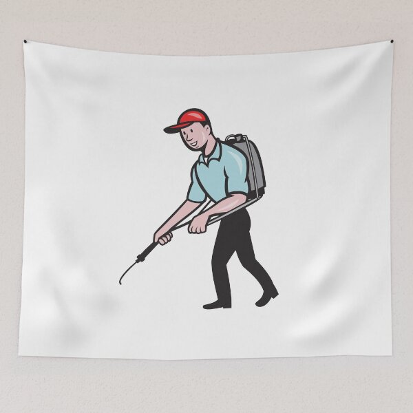 Item preview, Pest Control Exterminator Spraying Cartoon designed and sold by patrimonio.