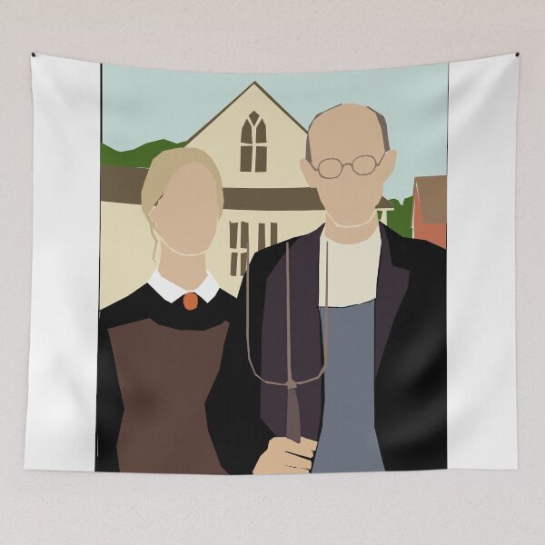 Item preview, Pitchfork Couple in Front of Farmhouse designed and sold by EucalyptusBear.