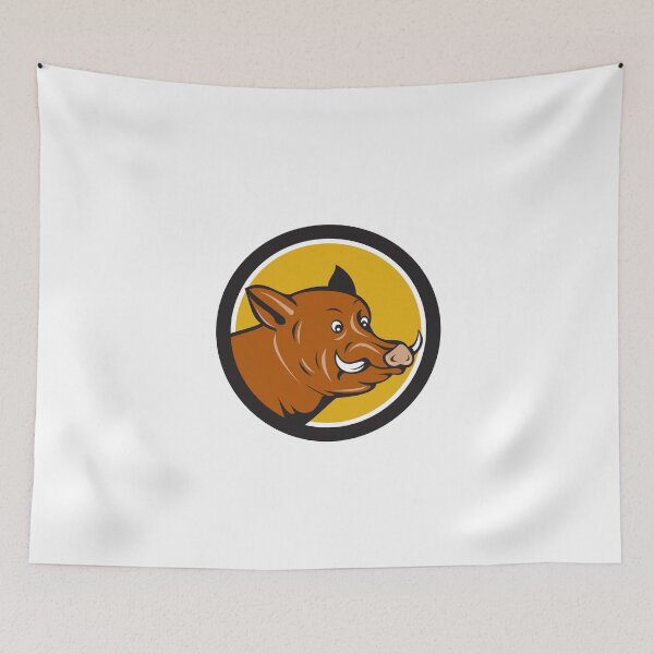 Item preview, Wild Boar Razorback Head Startled Circle Dibujos animados designed and sold by patrimonio.