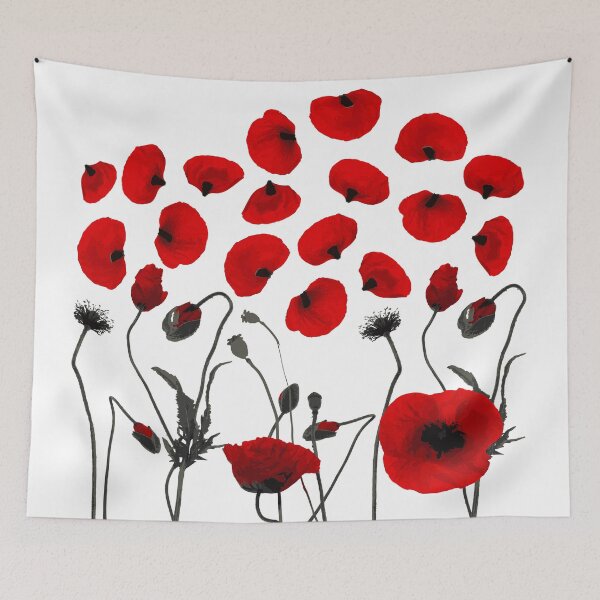 Item preview, Modern Black and Red Flowers and Petals designed and sold by Blkstrawberry.