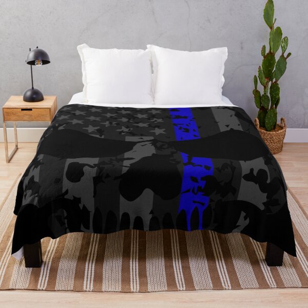 Item preview, Thin Blue Line Police American Flag Distressed Skull designed and sold by Chandler Milillo.