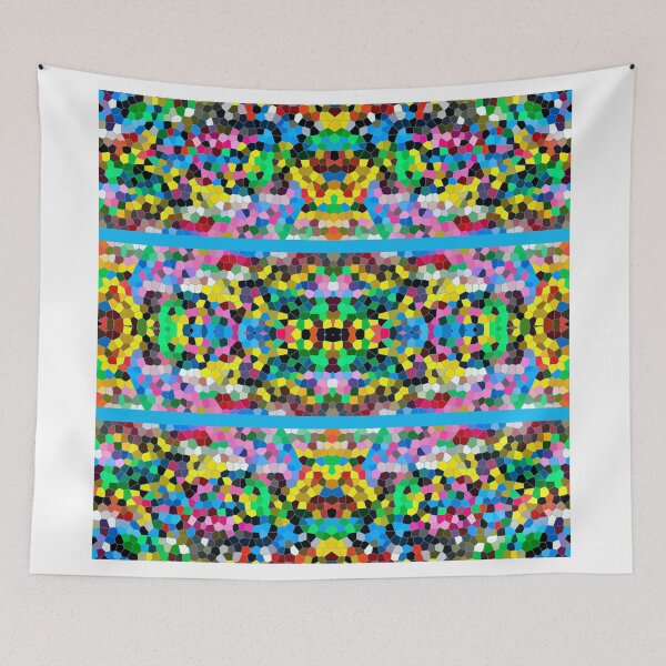Item preview, Abstract Stained Glass Colorful Blue Yellow Pink Mosaic designed and sold by Beverly Claire Kaiya.