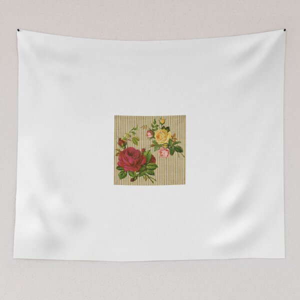 Item preview, Vintage Red Yellow Peach Roses Gold Silver Glitter Stripes designed and sold by Beverly Claire Kaiya.