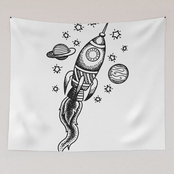 Item preview, Old School Rocket (B&W) designed and sold by ColorCamilion.
