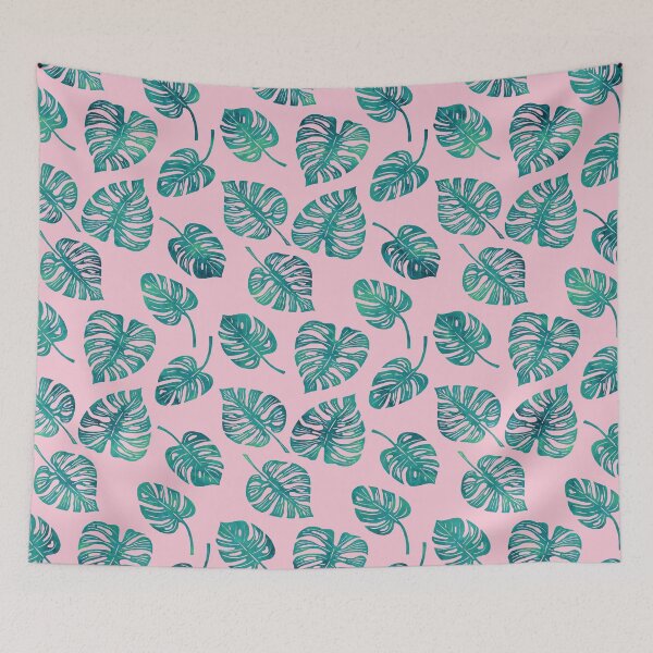 Item preview, Tropical Leaves in pink and turquoise designed and sold by natalievmason.