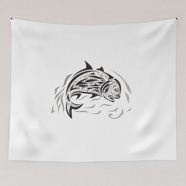Item preview, Giant Trevally Jumping Down Tribal Art designed and sold by patrimonio.