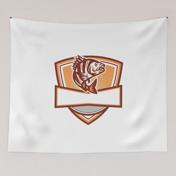 Item preview, Sheepshead Fish Jumping Sunburst Crest Retro designed and sold by patrimonio.
