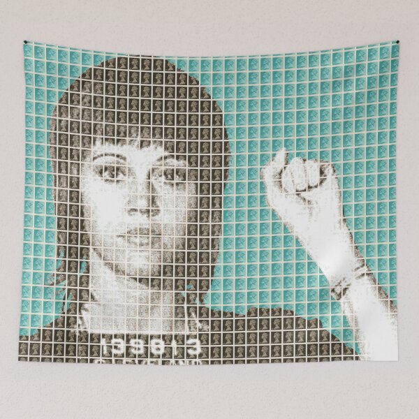 Item preview, Jane Fonda Mug Shot - Light Blue designed and sold by Gary Hogben.