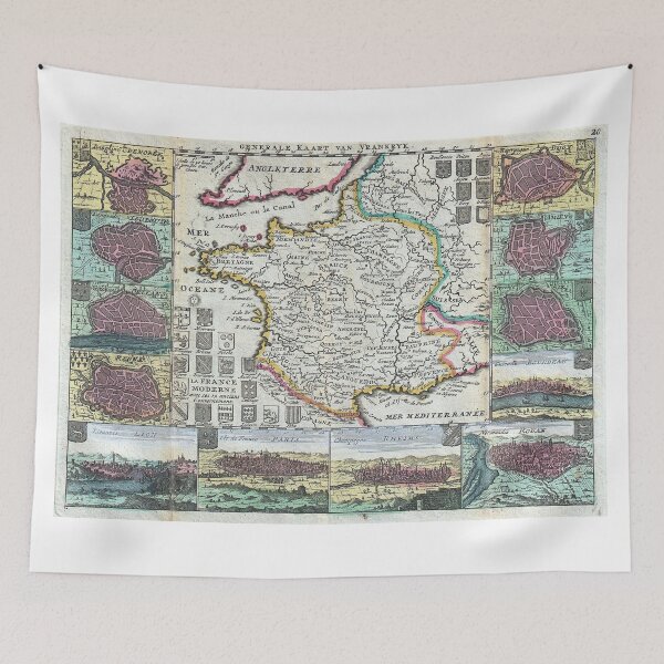 Item preview, Vintage Map of France (1747) designed and sold by BravuraMedia.