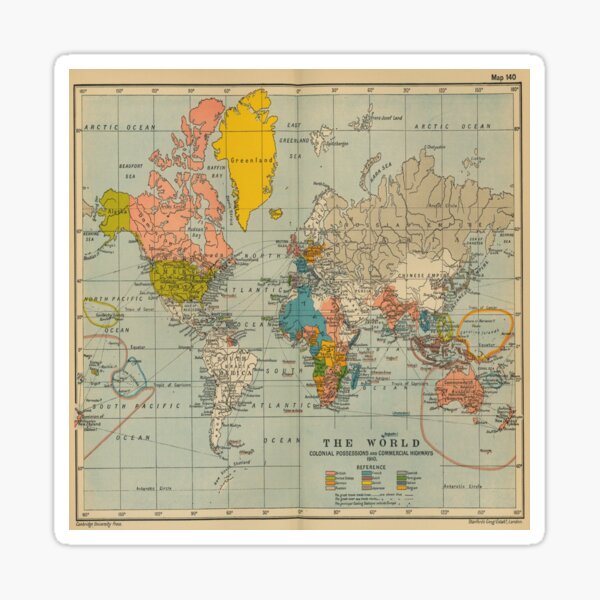 The World: Colonial Possessions and Commercial Highways 1910. From Cambridge Modern History Atlas, 1912 Sticker