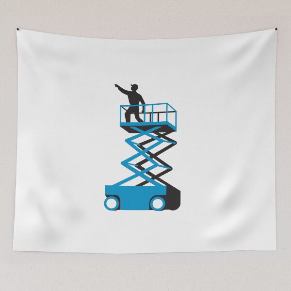 Item preview, Scissor Lift Worker Pointing Retro designed and sold by patrimonio.