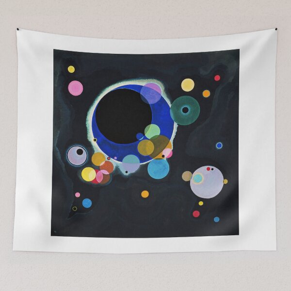 Artikelvorschau, Abstraktes Kandinsky-Gemälde in Schwarz und Blau entworfen und verkauft von Vintage Designs +.