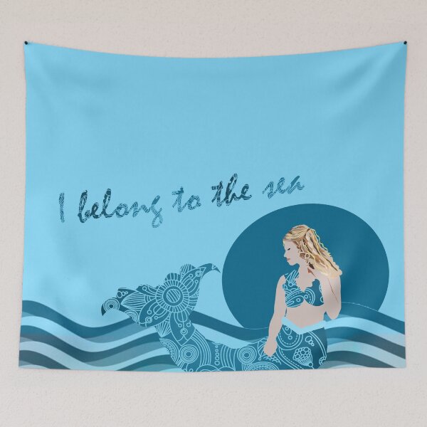 Aperçu de l'œuvre Mermaid Aqua Blue Je fais partie de la mer Housse de couette créée et vendue par Melissa Park.