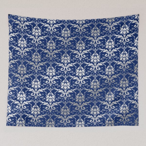 Item preview, Damask Silver Grey Classic Elegant Dark Sapphire Blue designed and sold by Beverly Claire Kaiya.