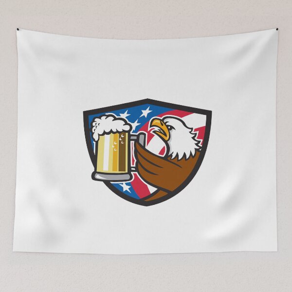 Item preview, Bald Eagle Hoisting Beer Stein USA Flag Crest Retro designed and sold by patrimonio.