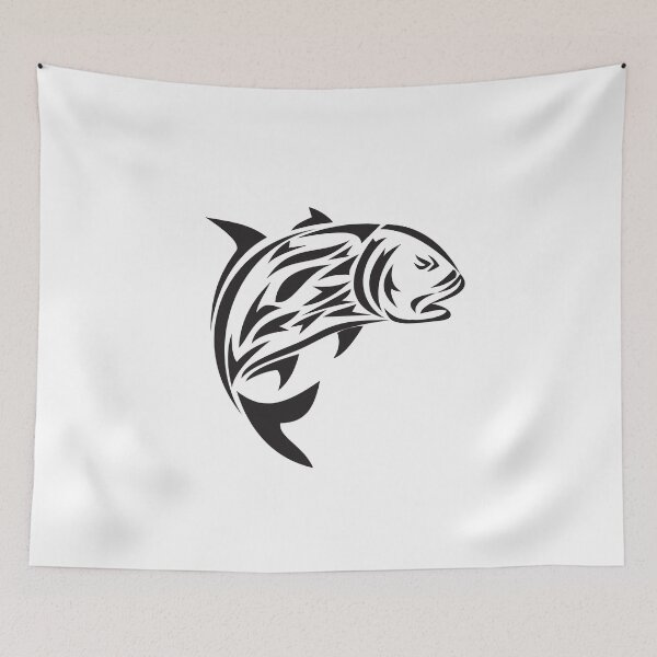 Item preview, Giant Trevally Jumping Tribal Art designed and sold by patrimonio.