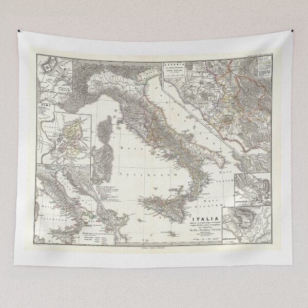 Item preview, Vintage Map of Italy (1865) designed and sold by BravuraMedia.