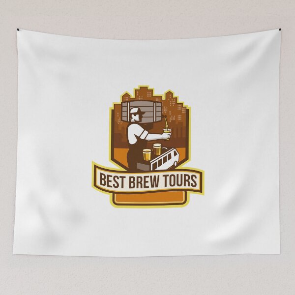 Item preview, Bartender Pouring Beer Keg Cityscape Crest Retro designed and sold by patrimonio.