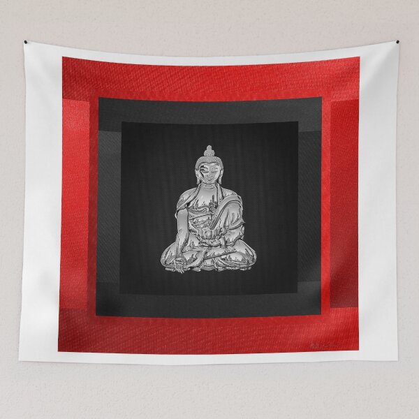 Item preview, Sacred Symbols - Silver Buddha on Red and Black designed and sold by Serge Averbukh Art Studio.