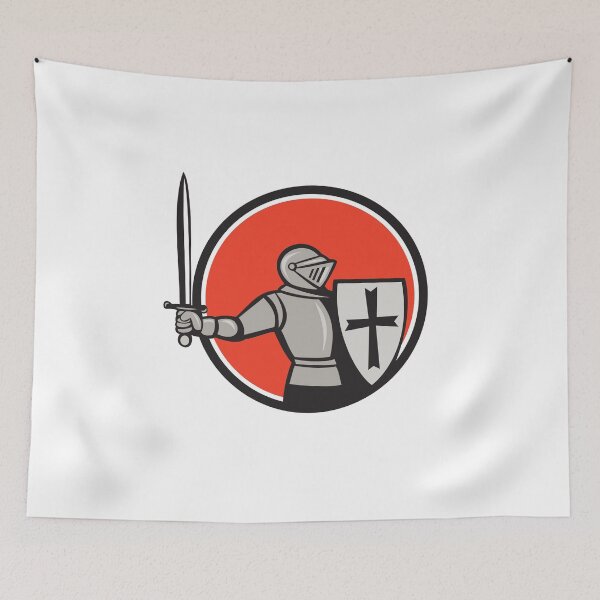 Item preview, Knight Wielding Sword Circle Cartoon designed and sold by patrimonio.