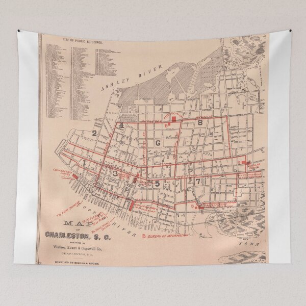 Item preview, Vintage Map of Charleston South Carolina (1890) designed and sold by BravuraMedia.