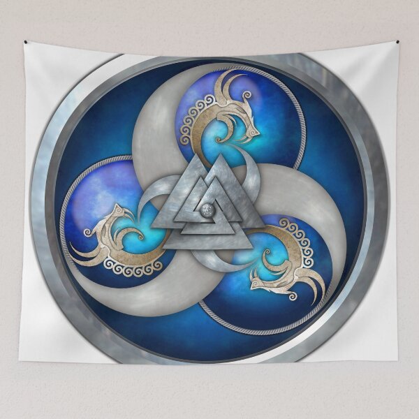 Item preview, Blue Triple Norse Dragons Shield designed and sold by Naumaddic Arts.