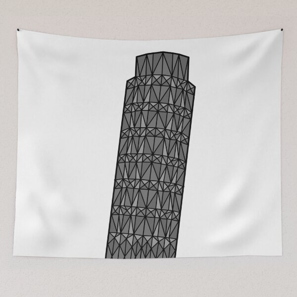 Item preview, Geometric tower of Pisa in grey with black outline designed and sold by Toby Shepherd.