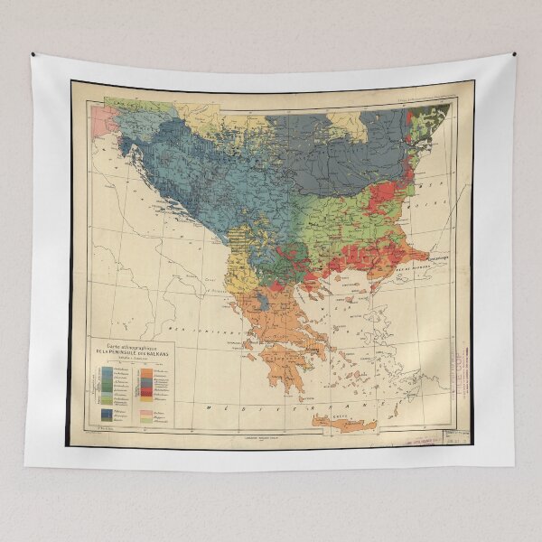 Item preview, Vintage Map of The Balkans (1918) designed and sold by BravuraMedia.