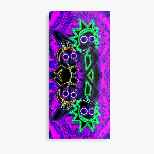 Neon Rick and Morty Metal Print
