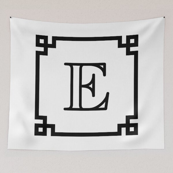 Item preview, Black Monogram E In A Black Greek Key Frame designed and sold by rewstudio.