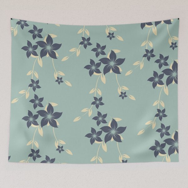 Item preview, Navy and Cream Flowers on Light Blue designed and sold by peacockcards.