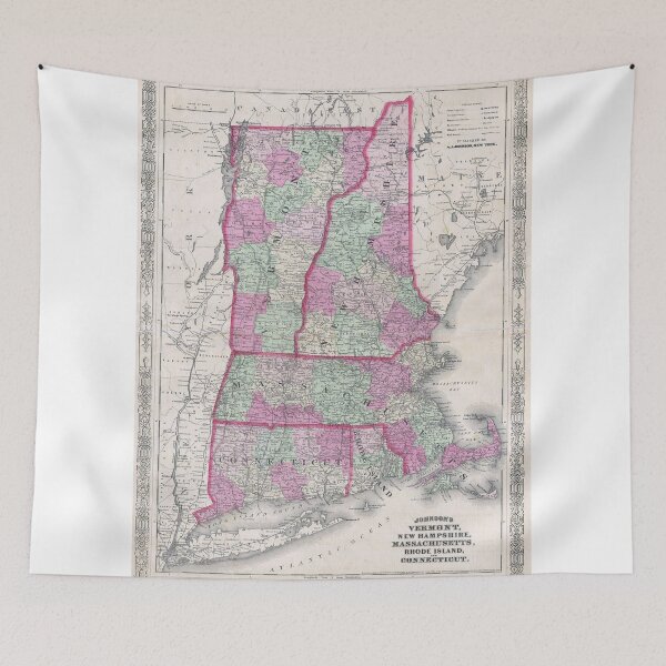 Item preview, Vintage Map of New England States (1864) designed and sold by BravuraMedia.