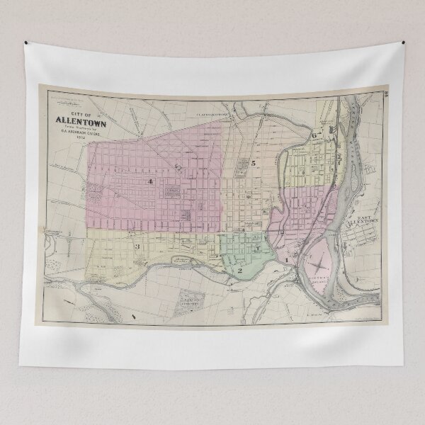 Item preview, Vintage Map of Allentown Pennsylvania (1872) designed and sold by BravuraMedia.