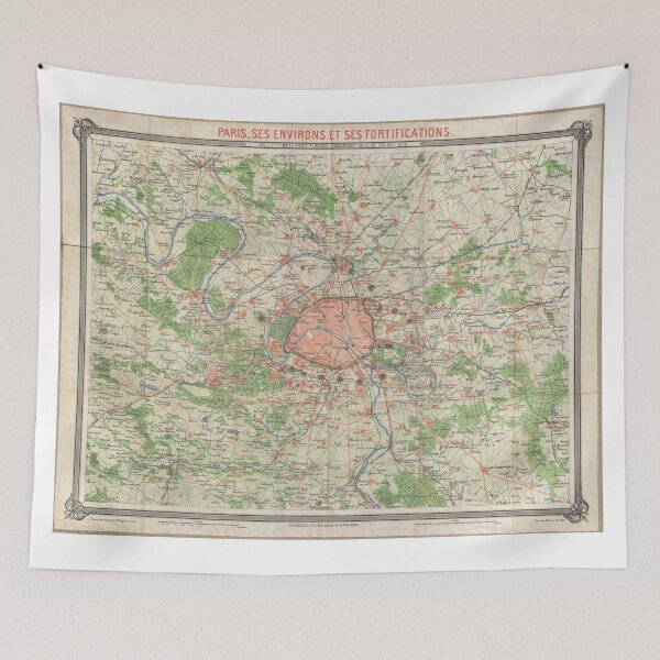 Item preview, Vintage Map of the Paris France Vicinity (1870) designed and sold by BravuraMedia.