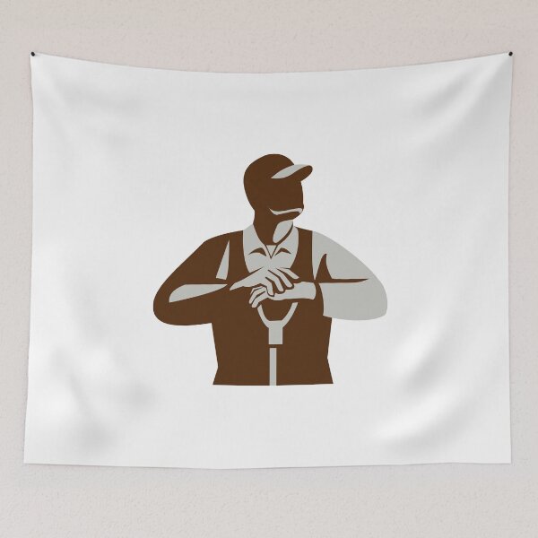 Item preview, Organic Farmer Leaning Shovel Looking Up Retro designed and sold by patrimonio.