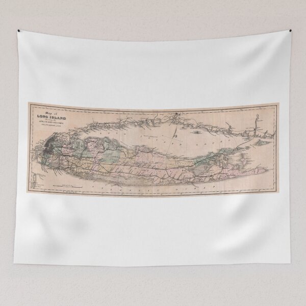 Item preview, Vintage Long Island NY Railroad Map (1882) designed and sold by BravuraMedia.