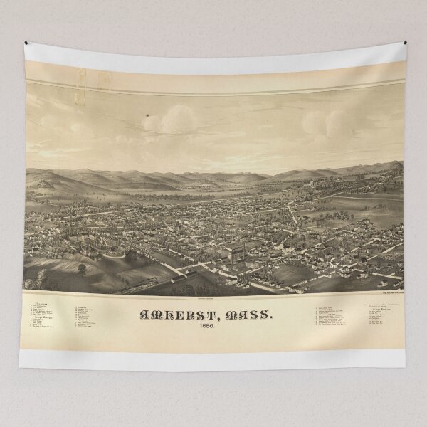 Item preview, Vintage Pictorial Map of Amherst MA (1886) designed and sold by BravuraMedia.
