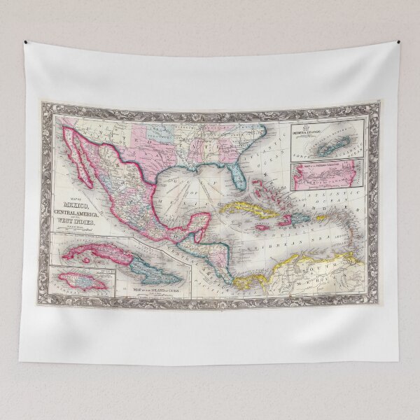 Item preview, Mexico, Central America and Caribbean Map (1860) designed and sold by BravuraMedia.