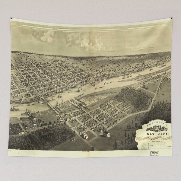 Item preview, Vintage Map of Bay City Michigan (1867) designed and sold by BravuraMedia.
