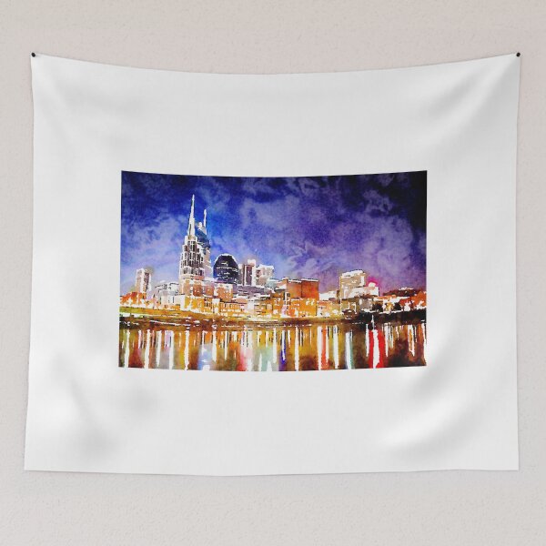 Item preview, Nashville Nighttime Watercolor designed and sold by Michael Garber.