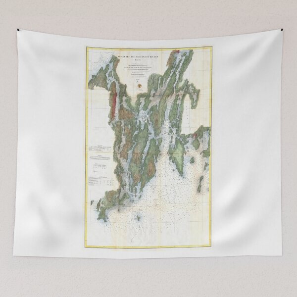 Item preview, Vintage Kennebec and Sheepscot River Map (1862) designed and sold by BravuraMedia.