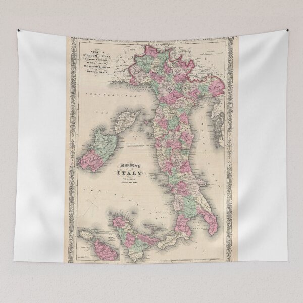 Item preview, Vintage Map of Italy (1864) designed and sold by BravuraMedia.