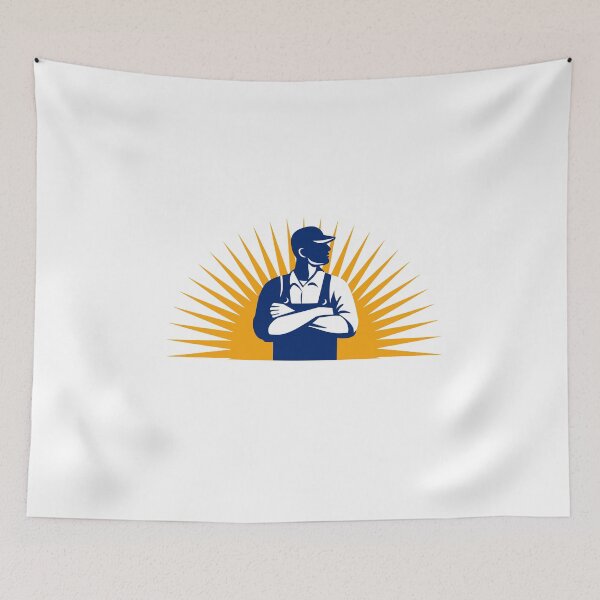 Item preview, Organic Farmer Arms Folded Looking Side Sunburst Retro designed and sold by patrimonio.