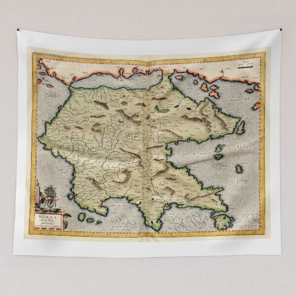 Item preview, Vintage Map of Greece (1596) designed and sold by BravuraMedia.
