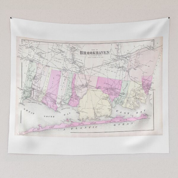 Item preview, Vintage Brookhaven and Fire Island NY Map (1873) designed and sold by BravuraMedia.
